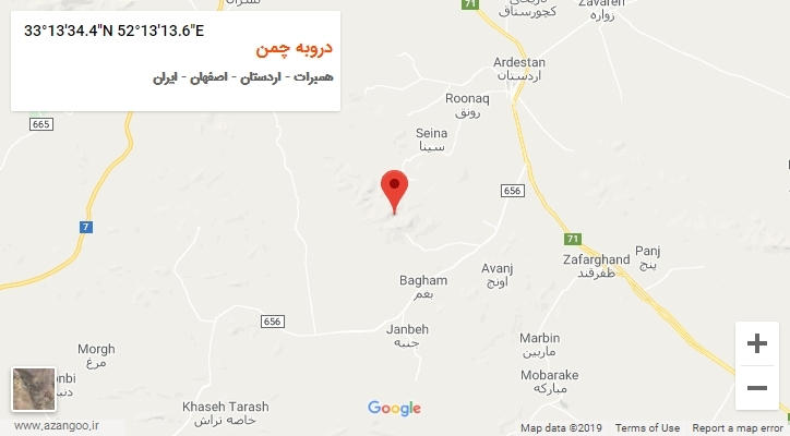 روستای دروبه چمن بر روی نقشه