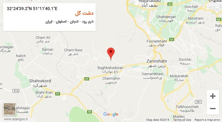 روستای دشت گل بر روی نقشه
