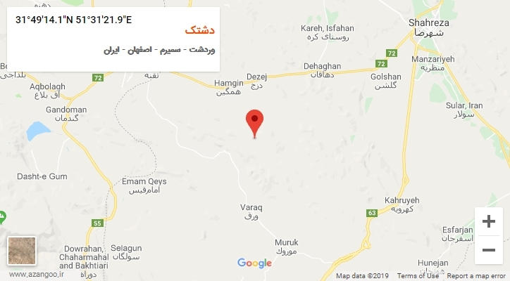 روستای دشتک بر روی نقشه