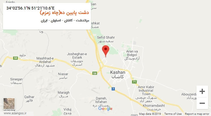 روستای دشت پایین ده(چاه زمزم) بر روی نقشه