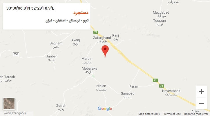 روستای دستجرد بر روی نقشه