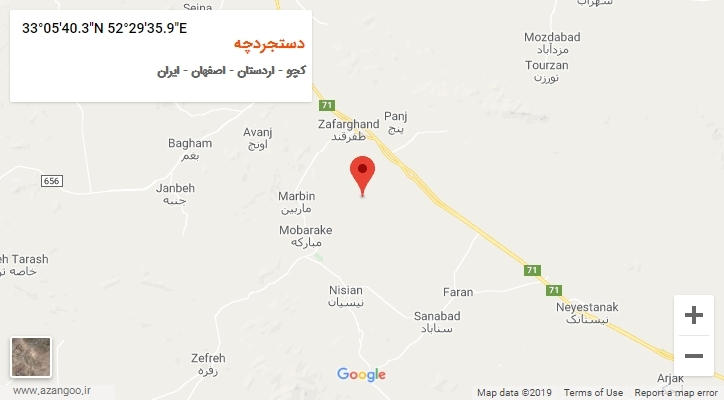 روستای دستجردچه بر روی نقشه