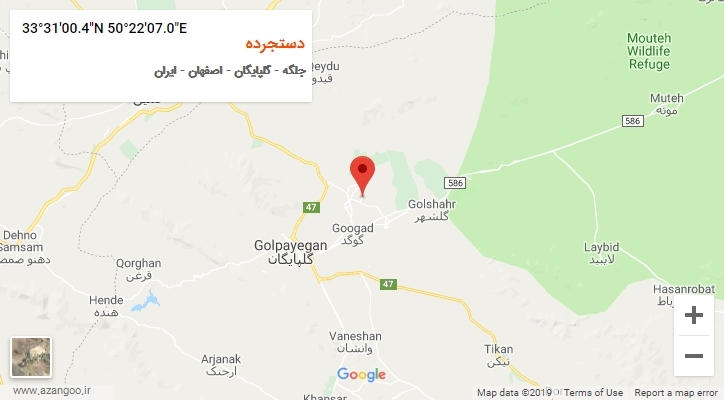 روستای دستجرده بر روی نقشه