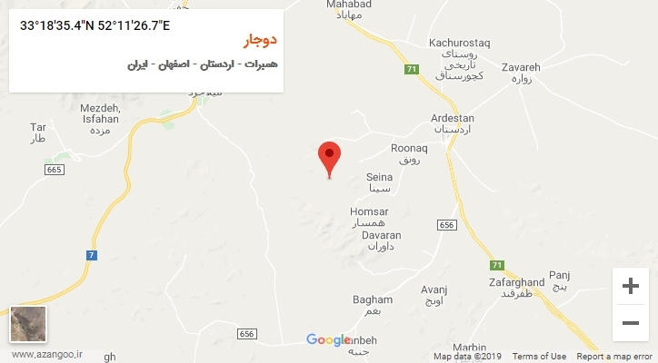 روستای دوجار بر روی نقشه