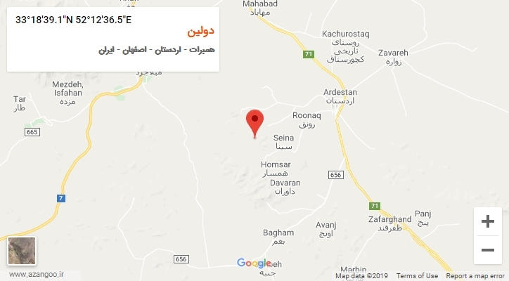 روستای دولین بر روی نقشه