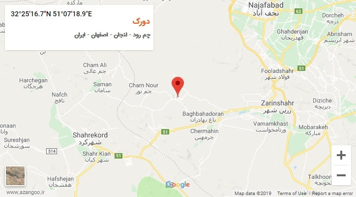 روستای دورک بر روی نقشه