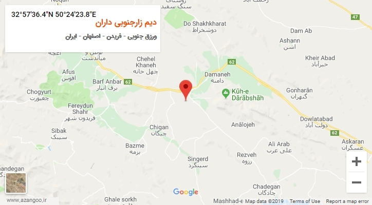 روستای دیم زارجنوبی داران بر روی نقشه