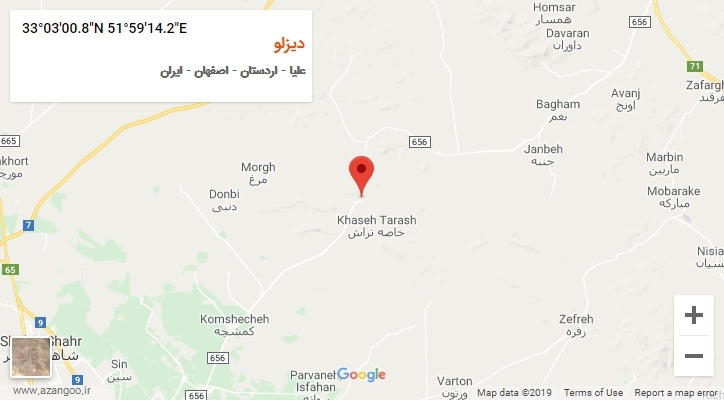 روستای دیزلو بر روی نقشه