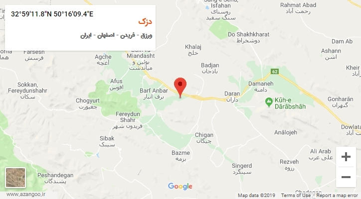 روستای دزک بر روی نقشه