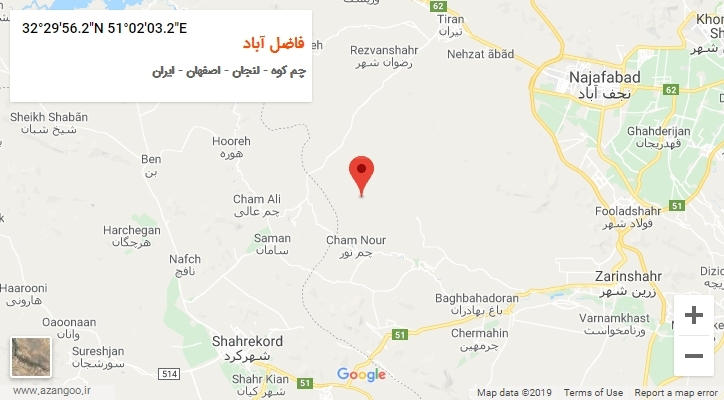 روستای فاضل آباد بر روی نقشه