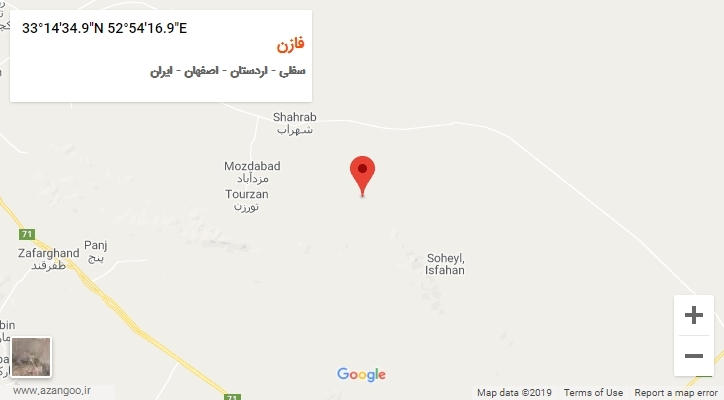 روستای فازن بر روی نقشه