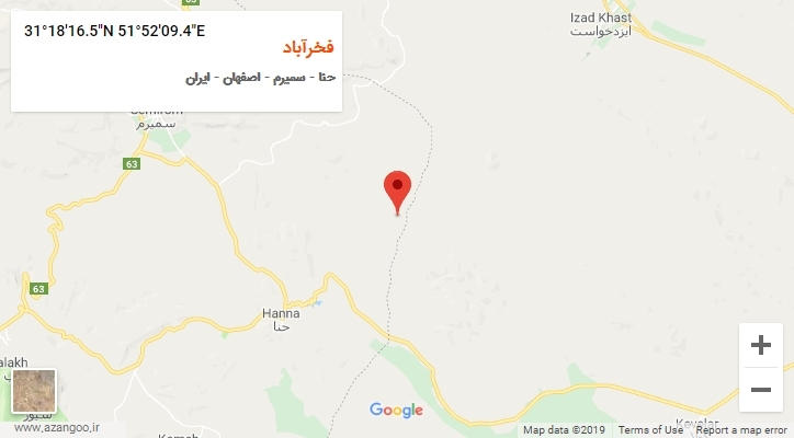 روستای فخرآباد بر روی نقشه