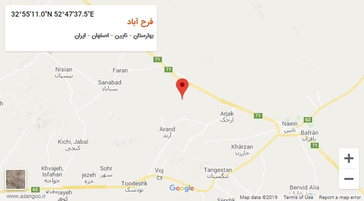 روستای فرح آباد بر روی نقشه