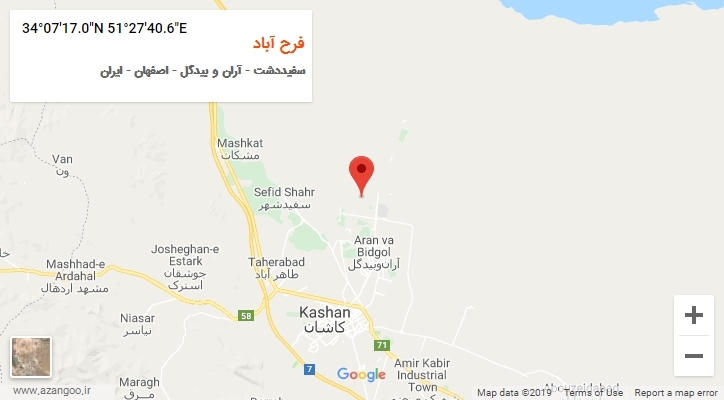 روستای فرح آباد بر روی نقشه