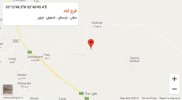 روستای فرح آباد بر روی نقشه
