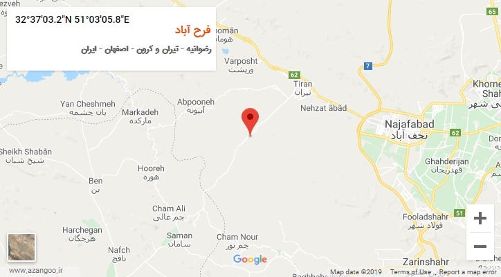 روستای فرح آباد بر روی نقشه
