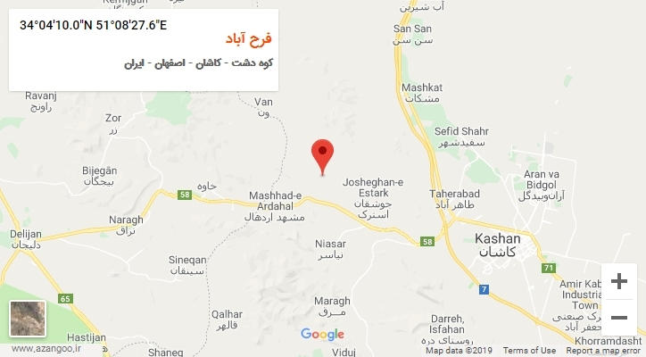 روستای فرح آباد بر روی نقشه