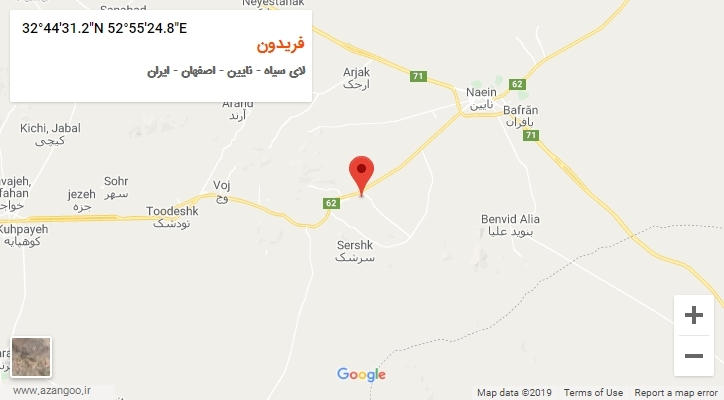 روستای فریدون بر روی نقشه
