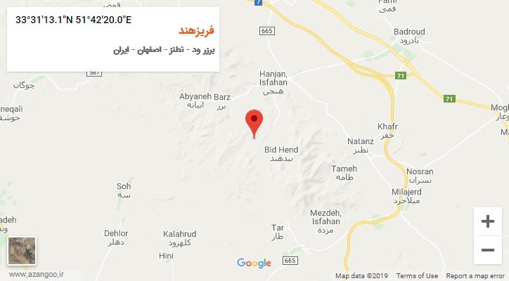 روستای فریزهند بر روی نقشه
