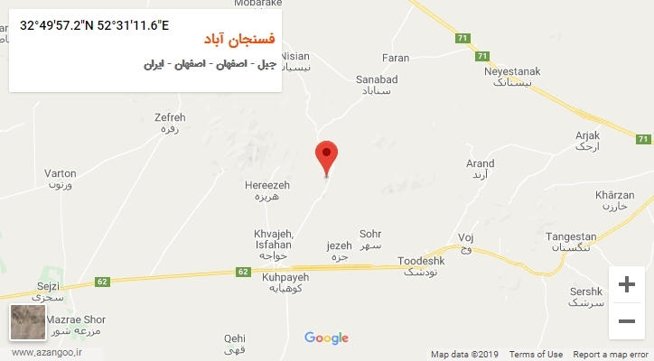 روستای فسنجان آباد بر روی نقشه