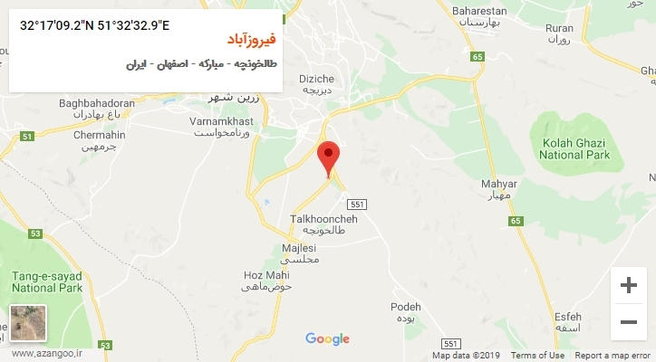 روستای فیروزآباد بر روی نقشه