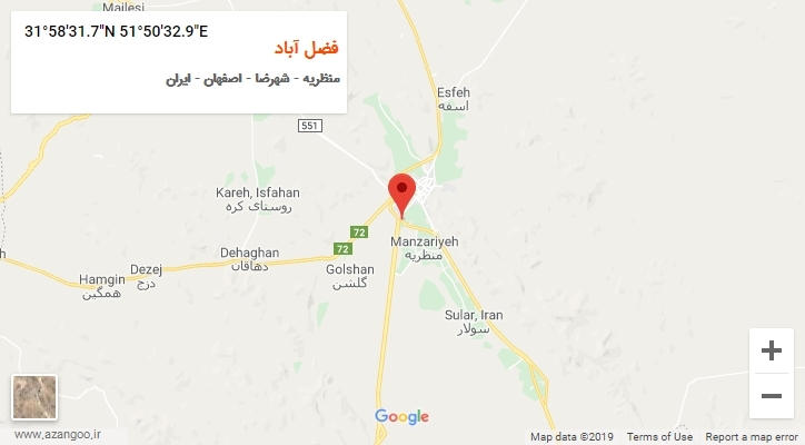 روستای فضل آباد بر روی نقشه