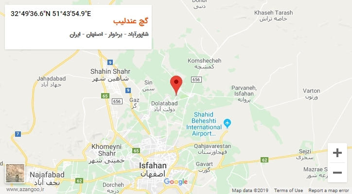 روستای گچ عندلیب بر روی نقشه
