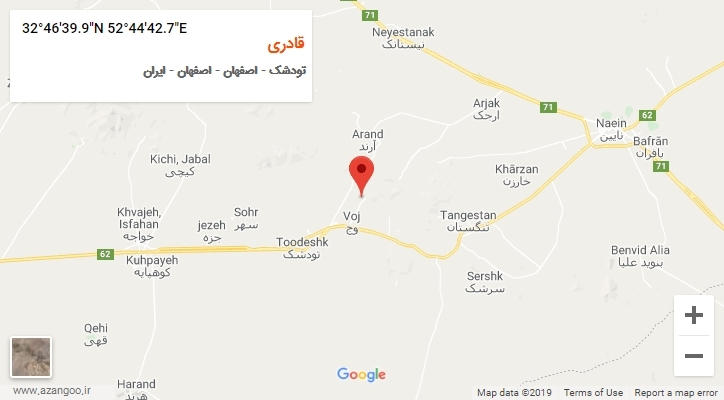 روستای قادری بر روی نقشه