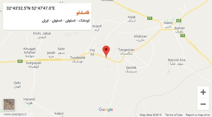 روستای قامشلو بر روی نقشه