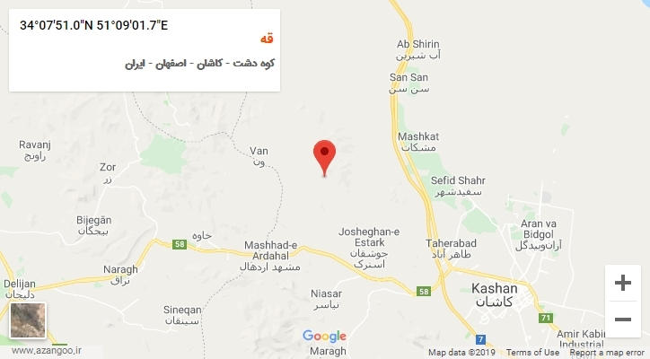 روستای قه بر روی نقشه