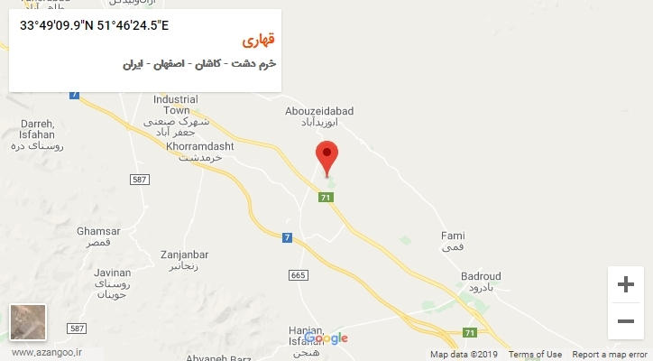 روستای قهاری بر روی نقشه
