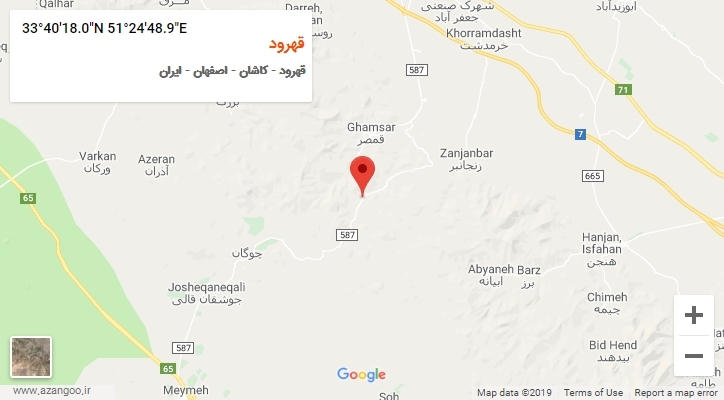 روستای قهرود بر روی نقشه
