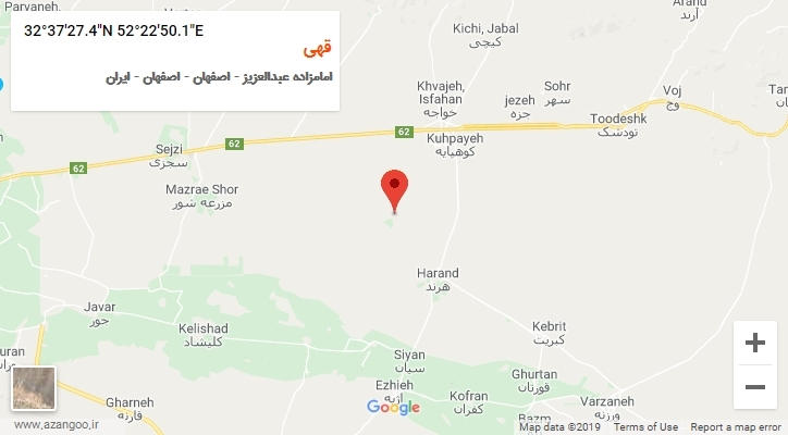 روستای قهی بر روی نقشه