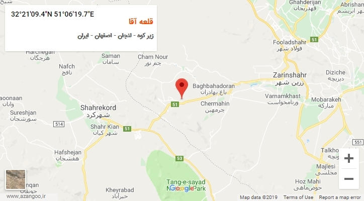 روستای قلعه آقا بر روی نقشه