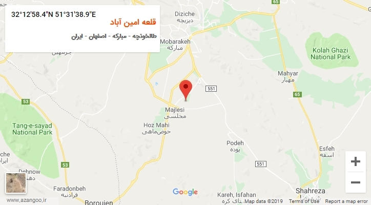 روستای قلعه امین آباد بر روی نقشه
