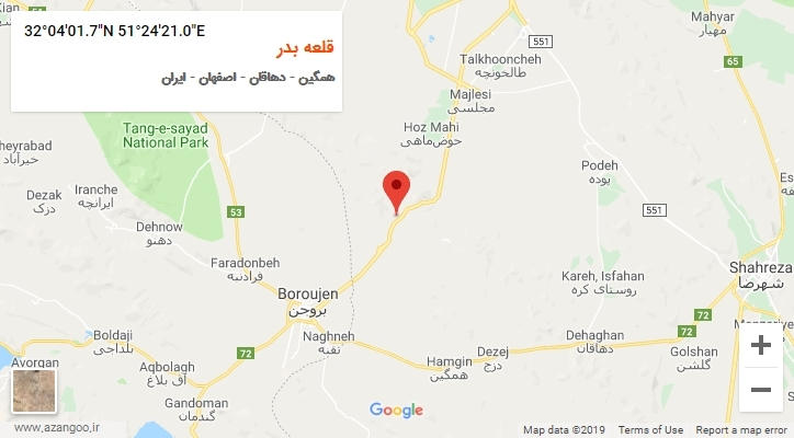 روستای قلعه بدر بر روی نقشه