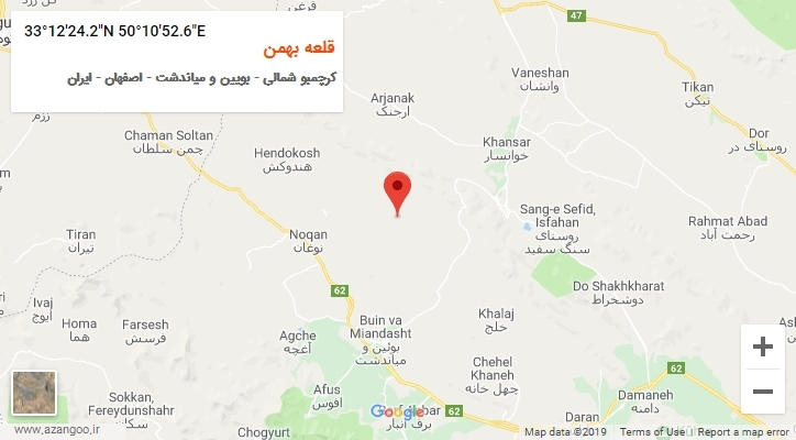 روستای قلعه بهمن بر روی نقشه