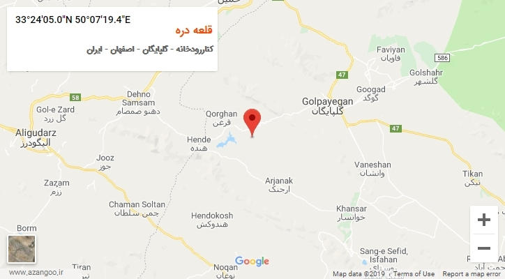 روستای قلعه دره بر روی نقشه