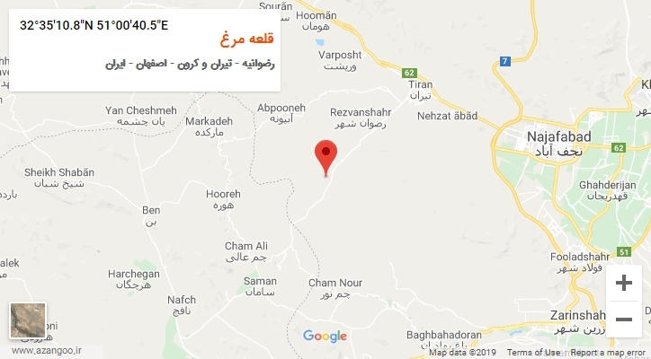 روستای قلعه مرغ بر روی نقشه