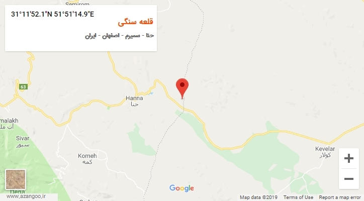 روستای قلعه سنگی بر روی نقشه