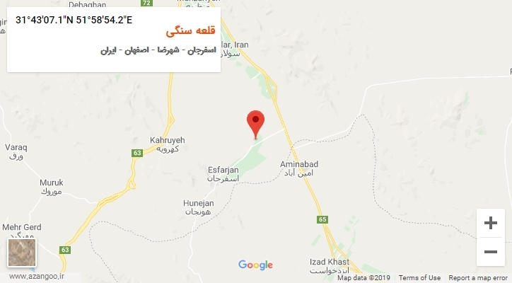 روستای قلعه سنگی بر روی نقشه