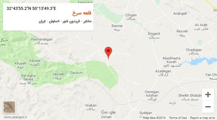 روستای قلعه سرخ بر روی نقشه