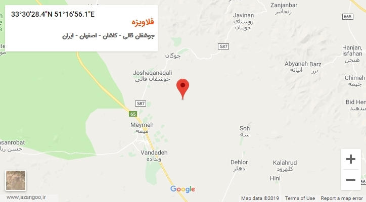روستای قلاویزه بر روی نقشه
