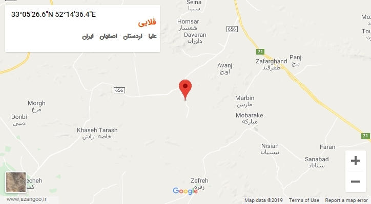 روستای قلایی بر روی نقشه