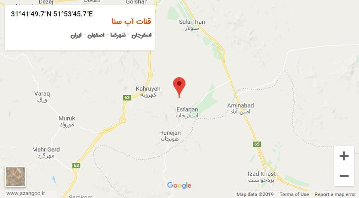 روستای قنات آب سنا بر روی نقشه