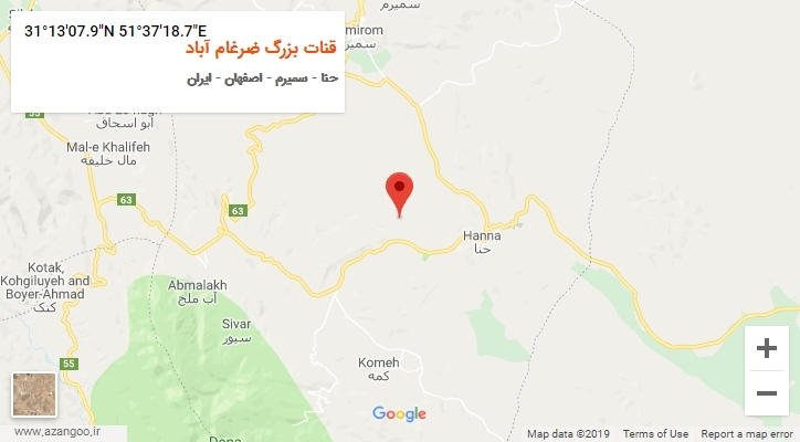 روستای قنات بزرگ ضرغام آباد بر روی نقشه