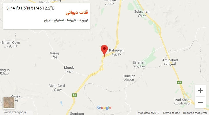 روستای قنات دیوانی بر روی نقشه