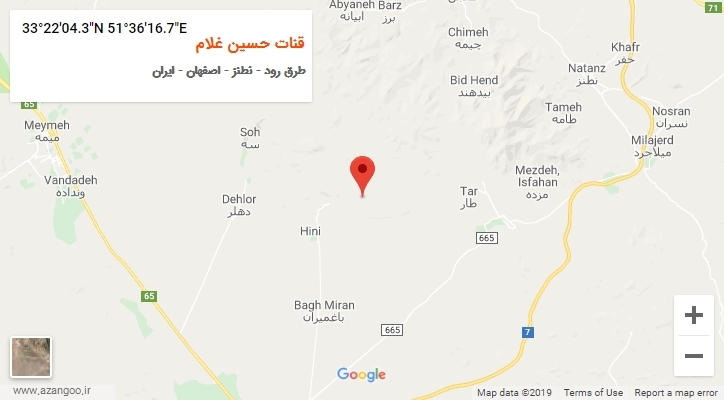 روستای قنات حسین غلام بر روی نقشه