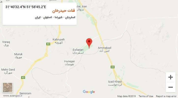 روستای قنات حیدرخان بر روی نقشه
