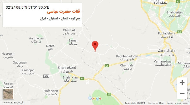 روستای قنات حضرت عباسی بر روی نقشه